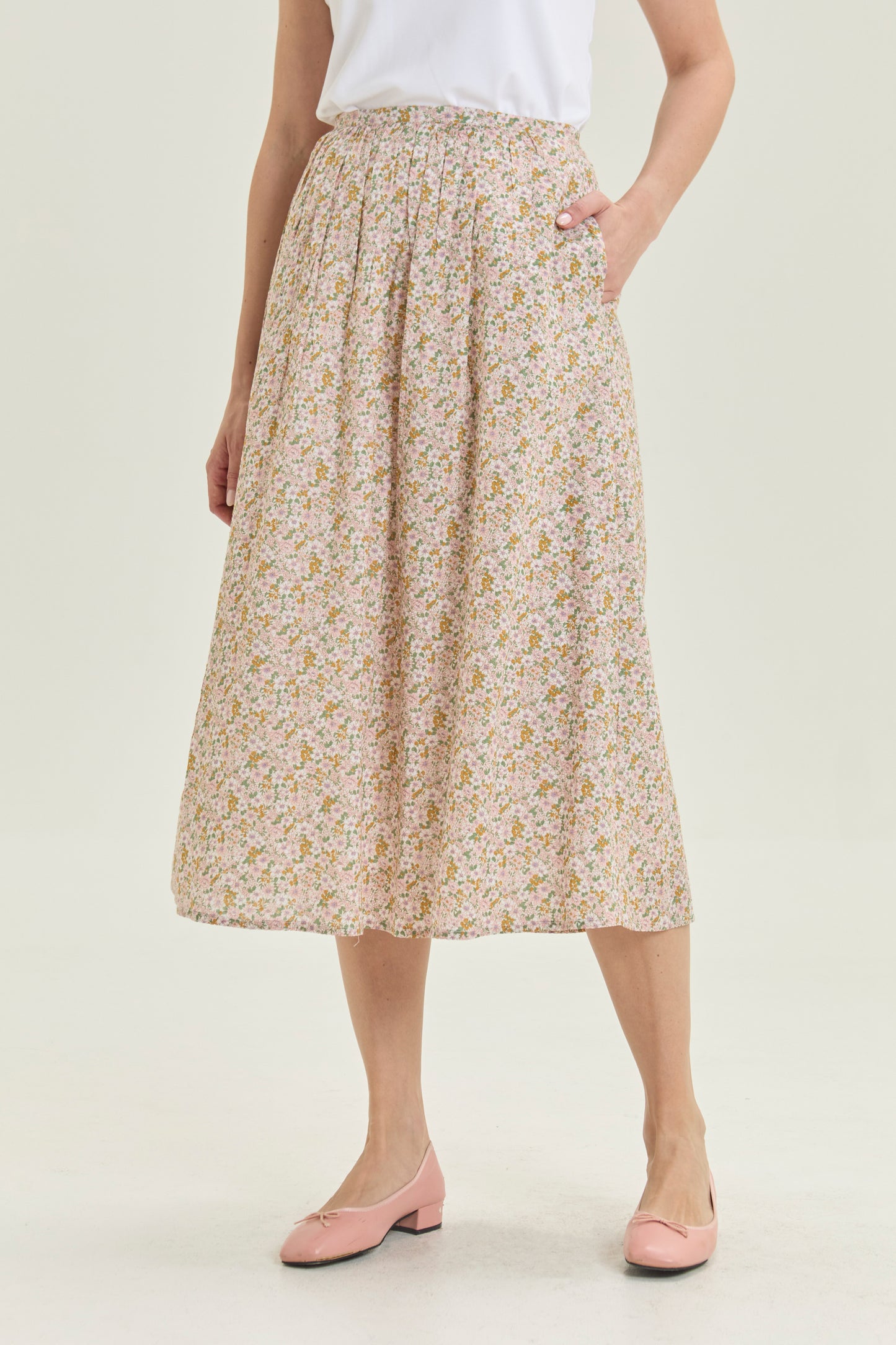 Tea Skirt with Gathers - Blush Garden