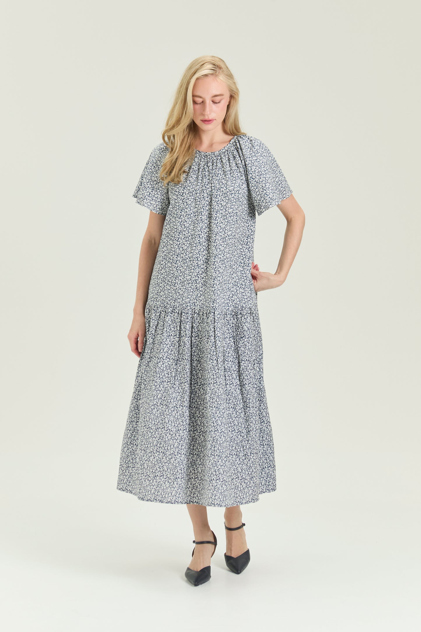 Flutter Sleeve Tiered Tea Dress - Bloom