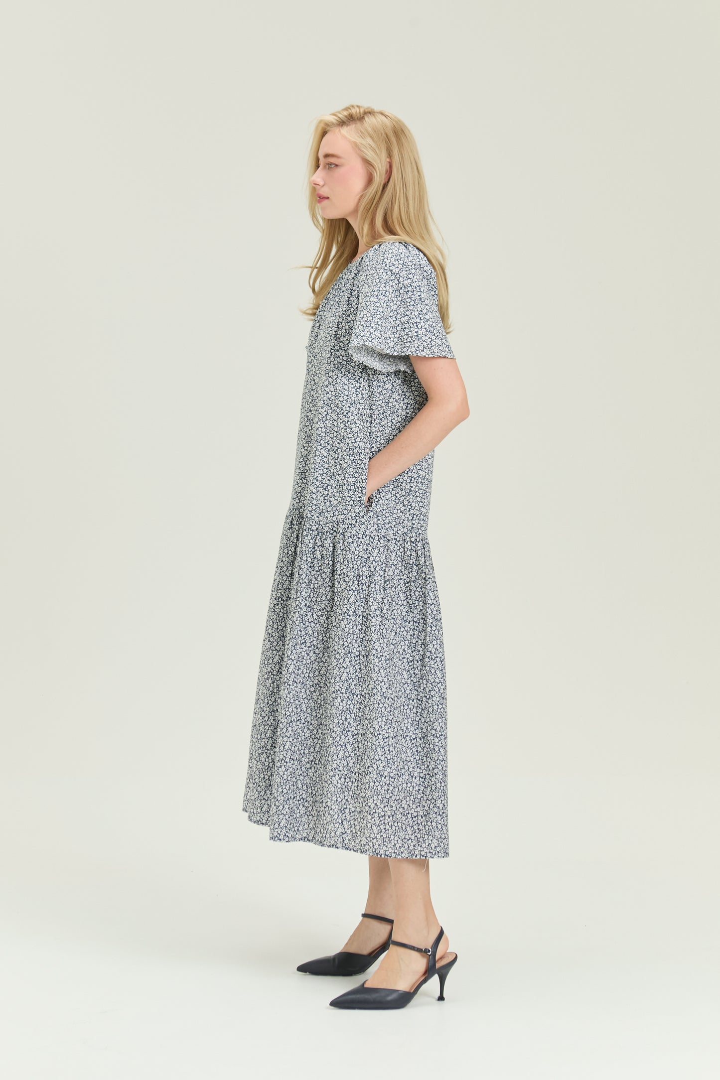 Flutter Sleeve Tiered Tea Dress - Bloom