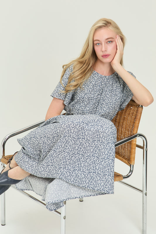 Flutter Sleeve Tiered Tea Dress - Bloom