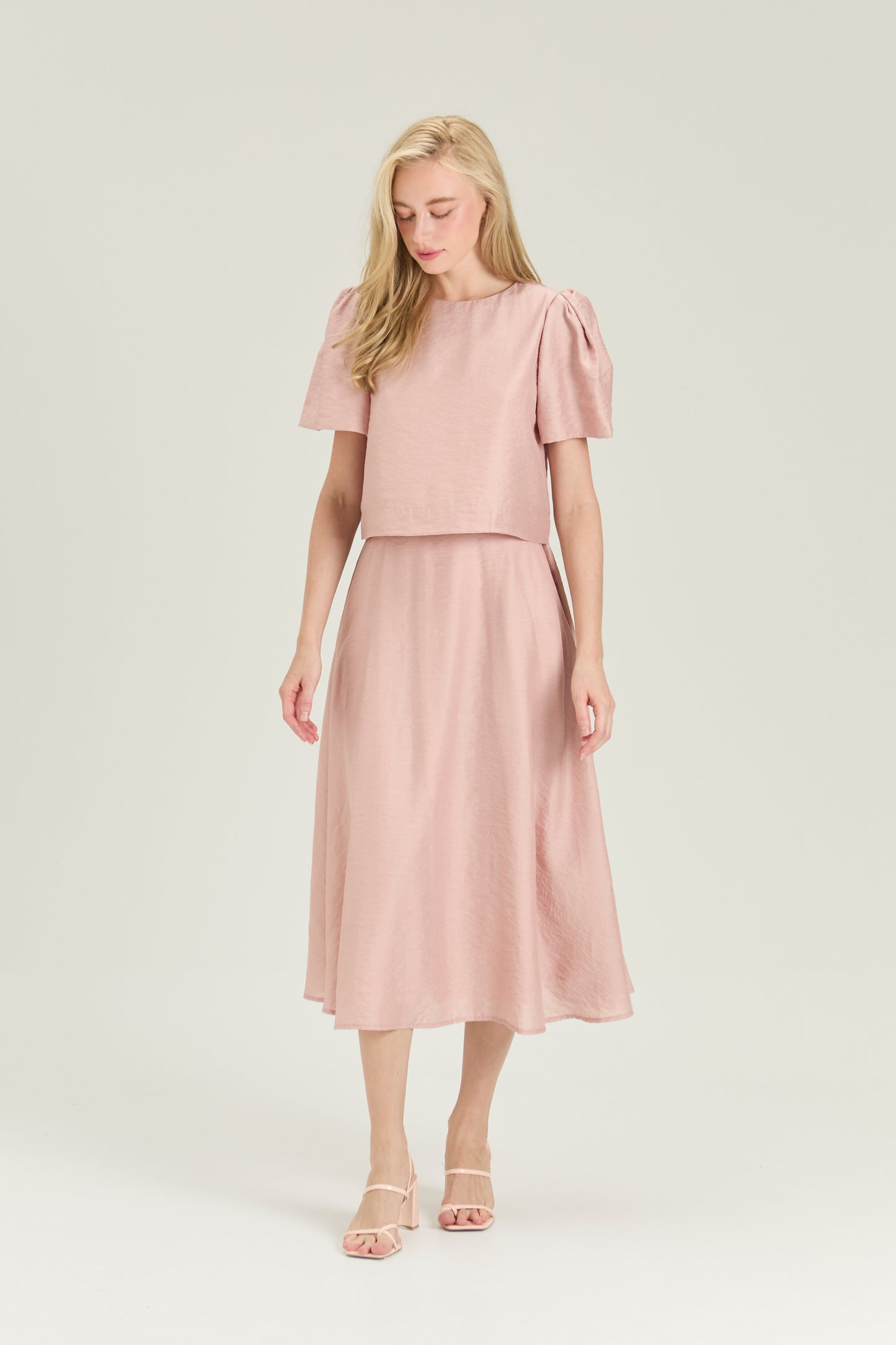 Puff Sleeve Bow Blouse - Pearl Blush