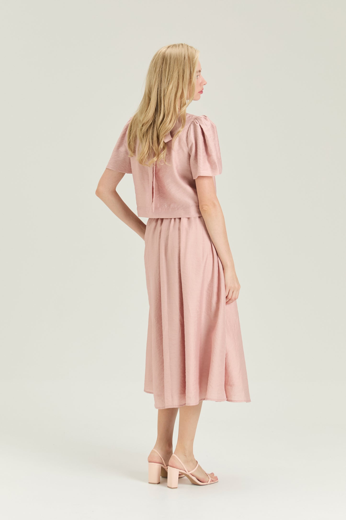 Puff Sleeve Bow Blouse - Pearl Blush