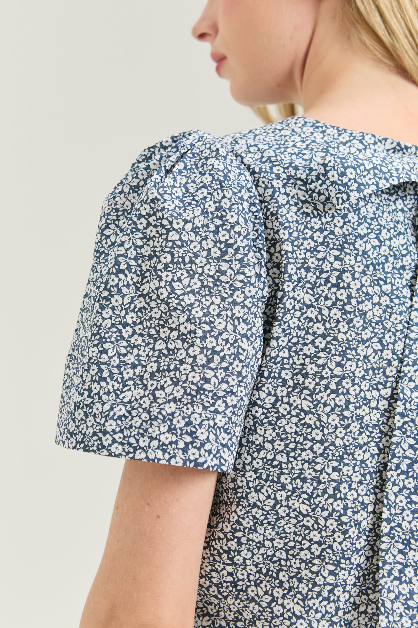 Puff Sleeve Bow Blouse - Bloom