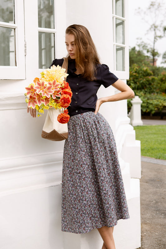 Tea Skirt with Gathers - Twilight Garden