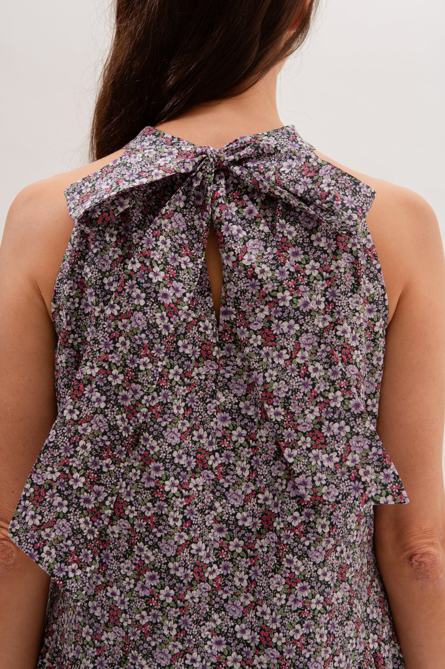 Tie-ribbon Halter Maxi Dress - Twilight Garden