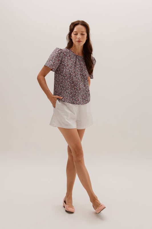 Weekend Gathered Blouse - Twilight Garden