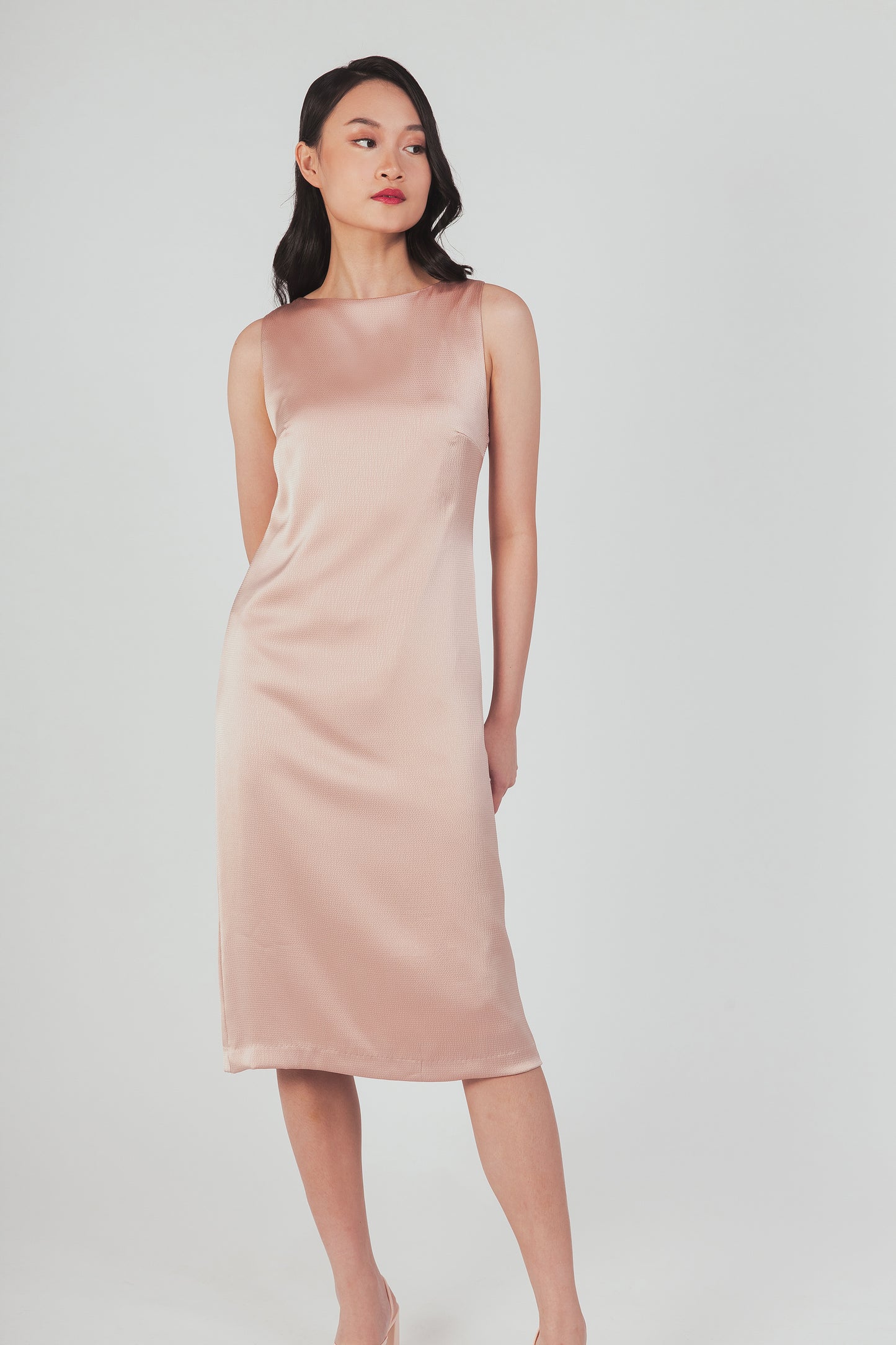 Column Dress With Cutout Detail - Blush