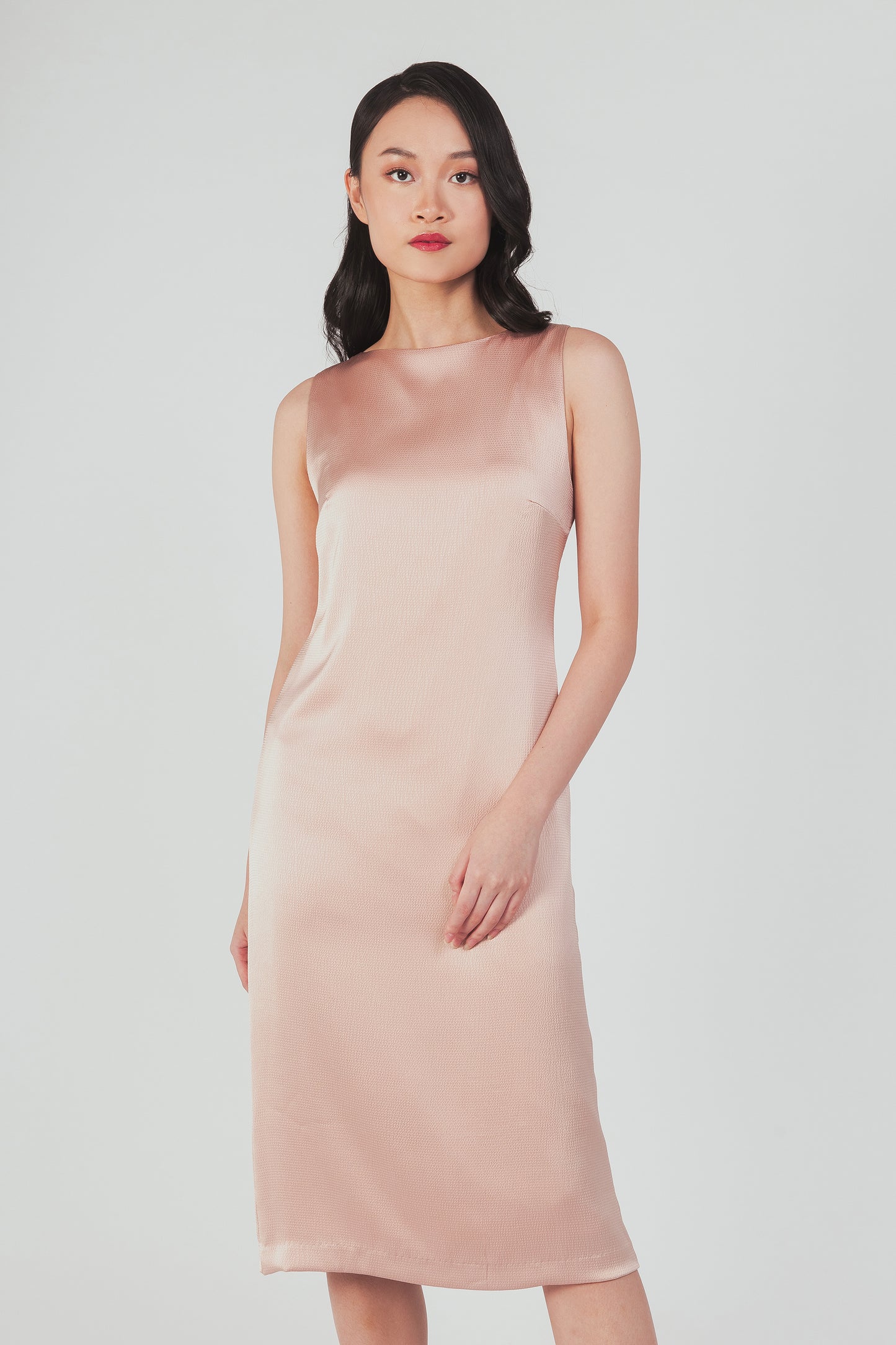Column Dress With Cutout Detail - Blush