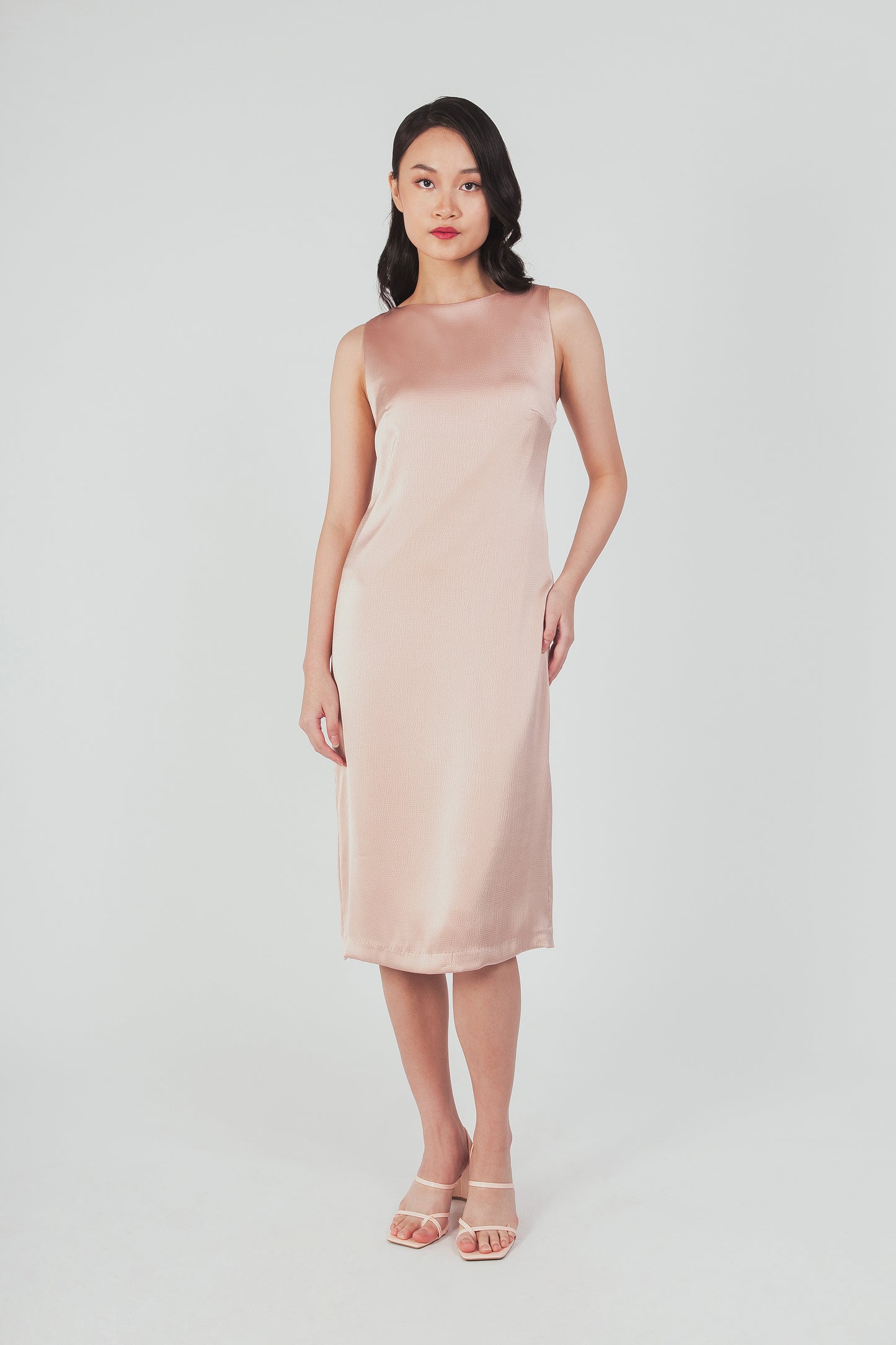 Column Dress With Cutout Detail - Blush