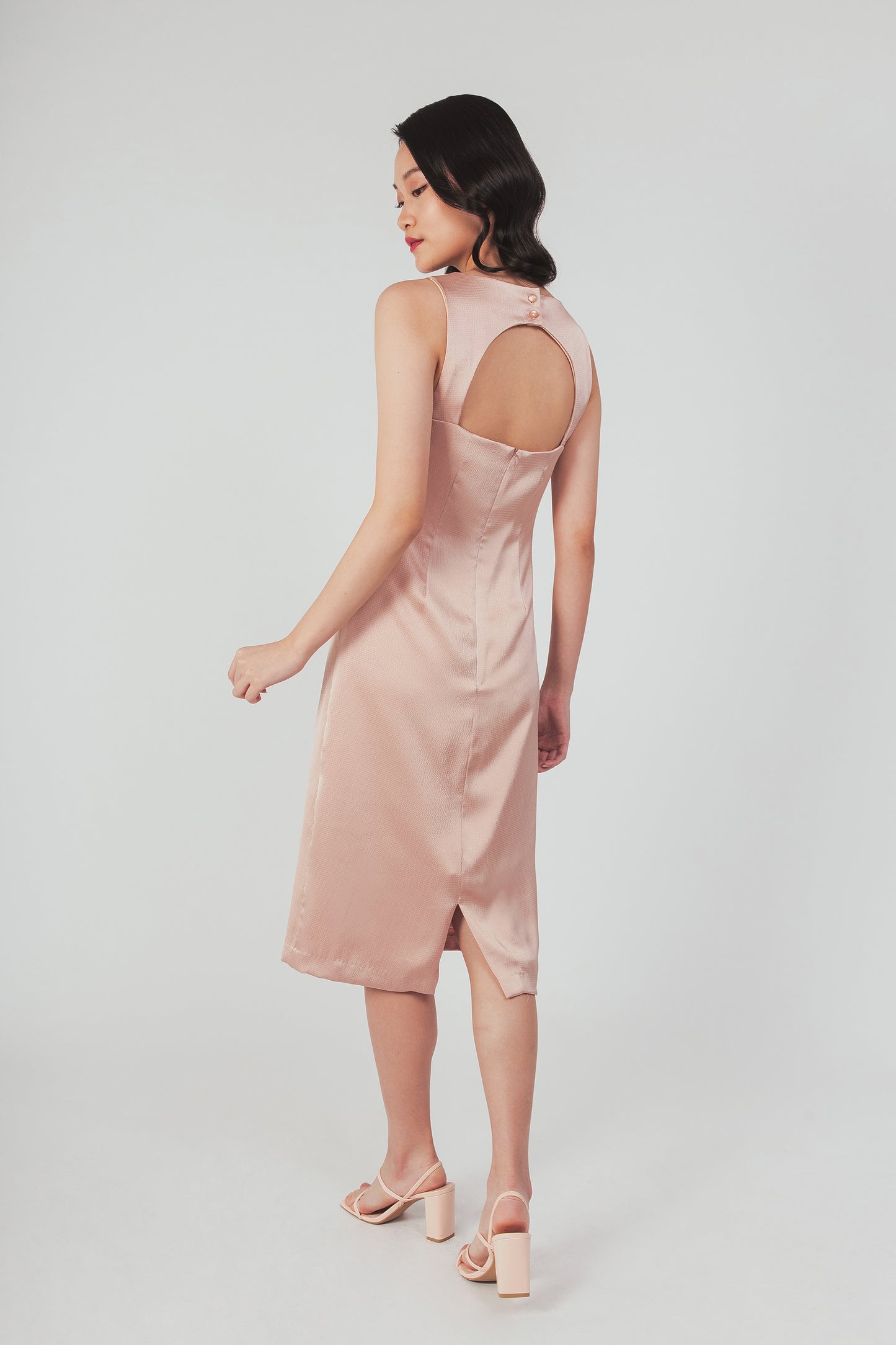 Column Dress With Cutout Detail - Blush