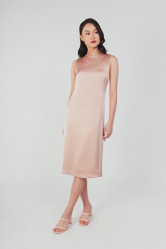 Column Dress With Cutout Detail - Blush