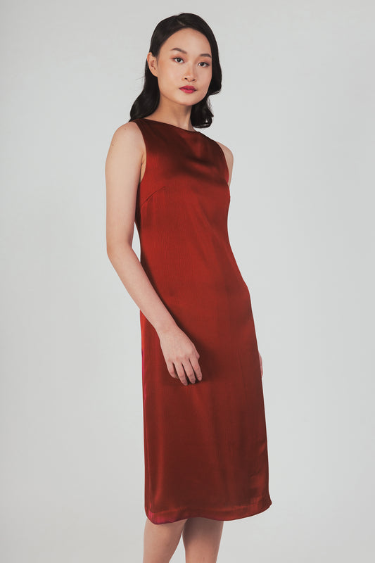 Column Dress With Cutout Detail - Garnet