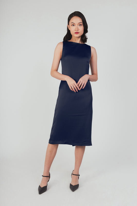 Column Dress With Cutout Detail - Navy