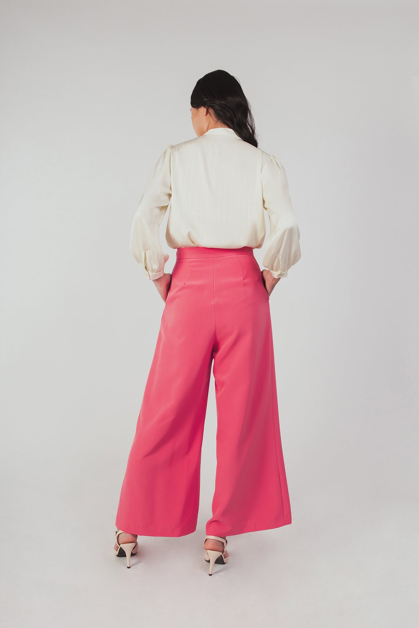 Palazzo Pants With Pleat Detail - Carnation