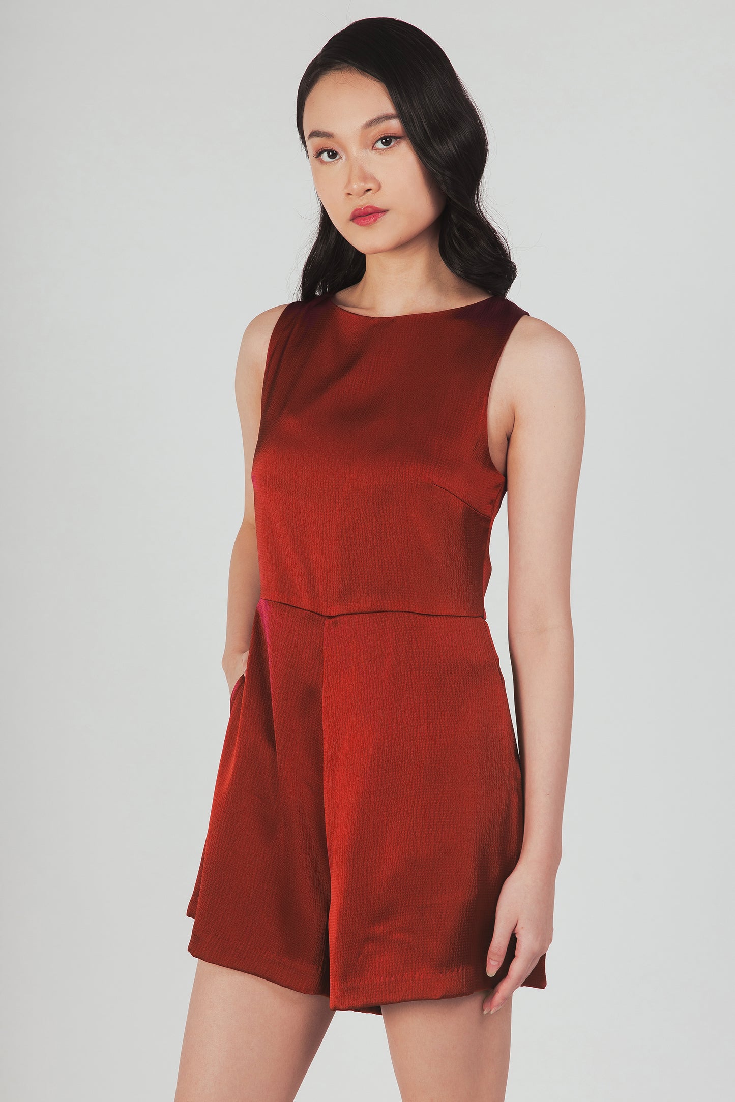 Romper With Cutout Detail - Garnet