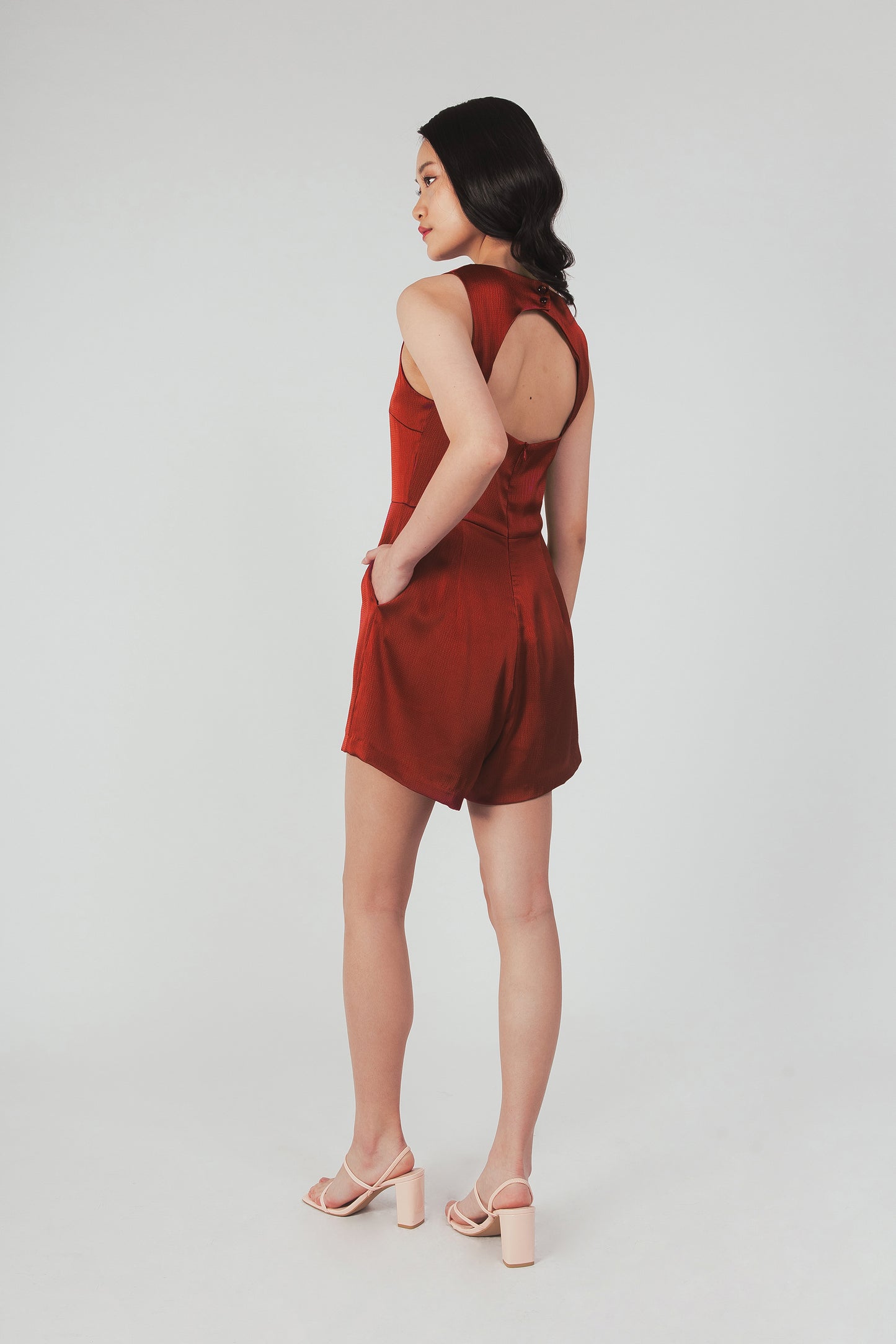 Romper With Cutout Detail - Garnet