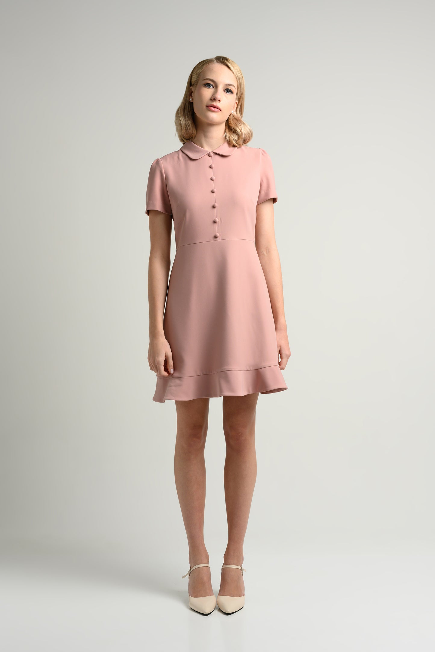 Peter Pan Collar Dress - Blush