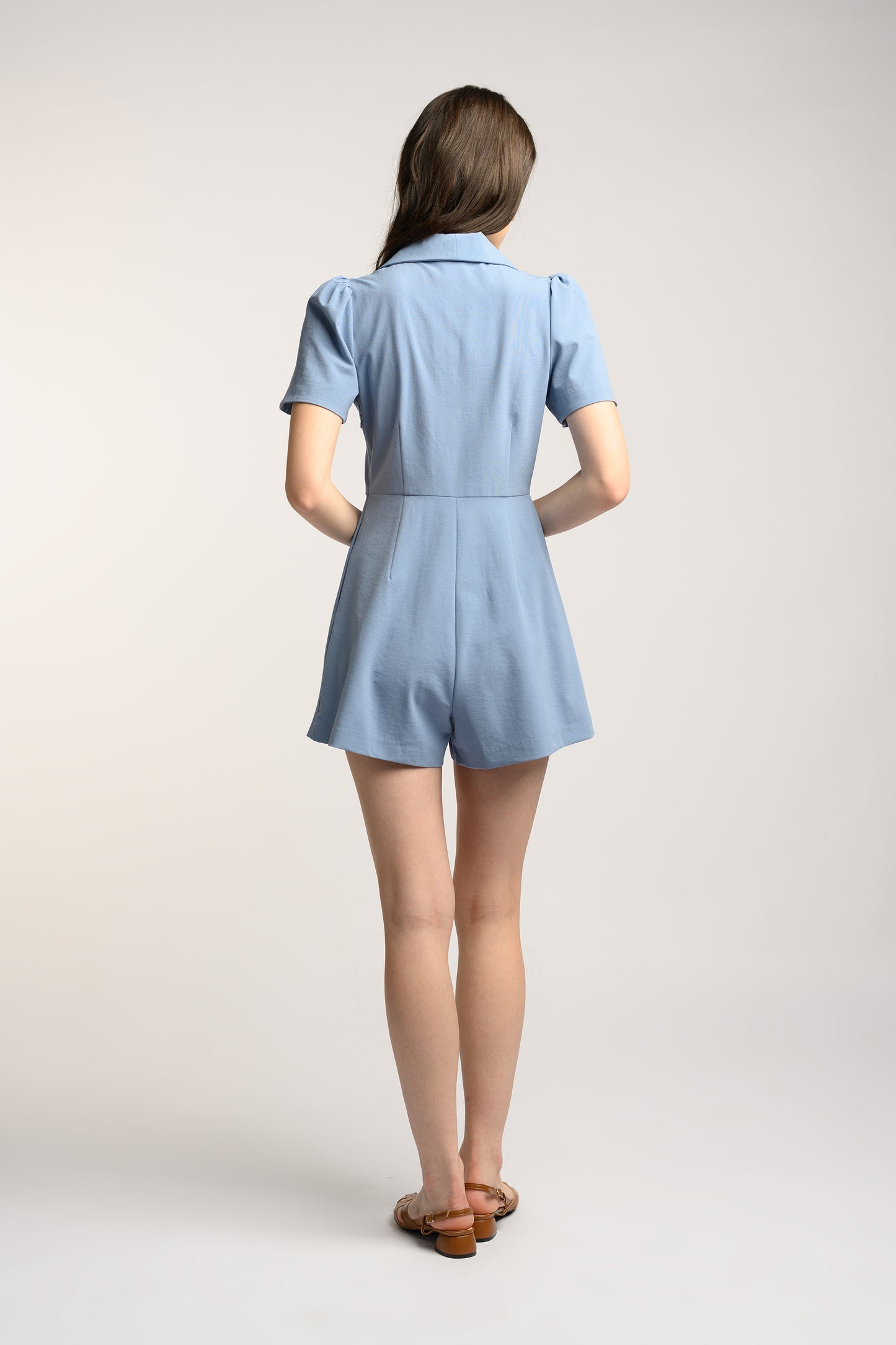Romper With Ribbon Detail - Cornflower Blue