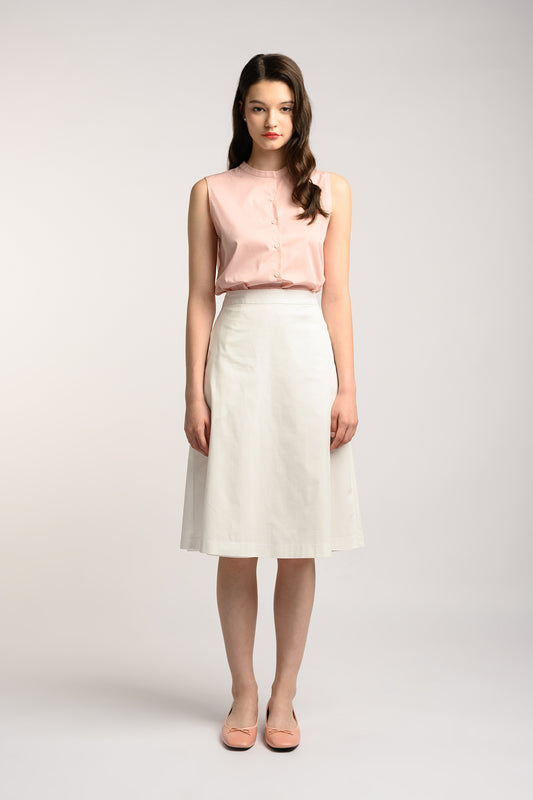 Midi Skirt With Fold Detail - White
