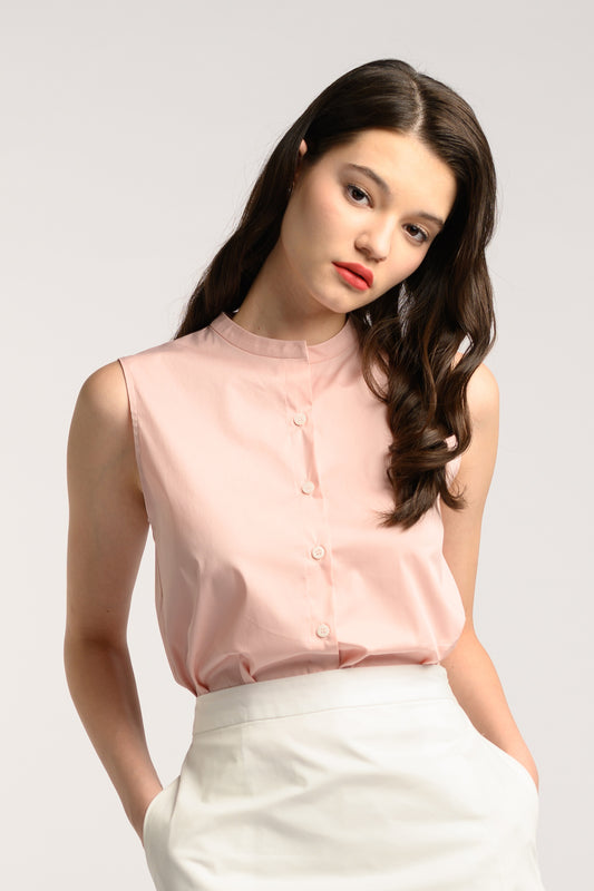 Stand Collar Shirt - Pink