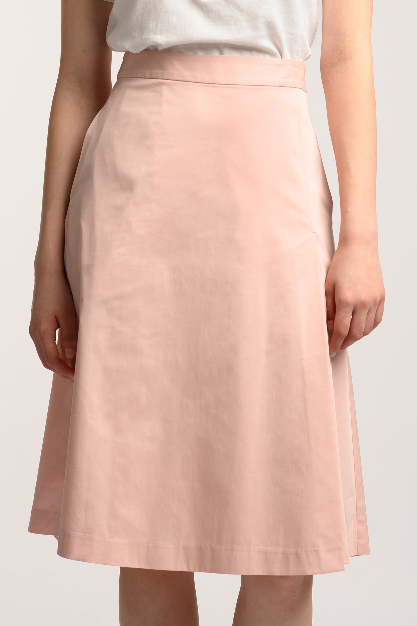 Midi Skirt With Fold Detail - Pink