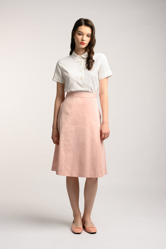 Midi Skirt With Fold Detail - Pink