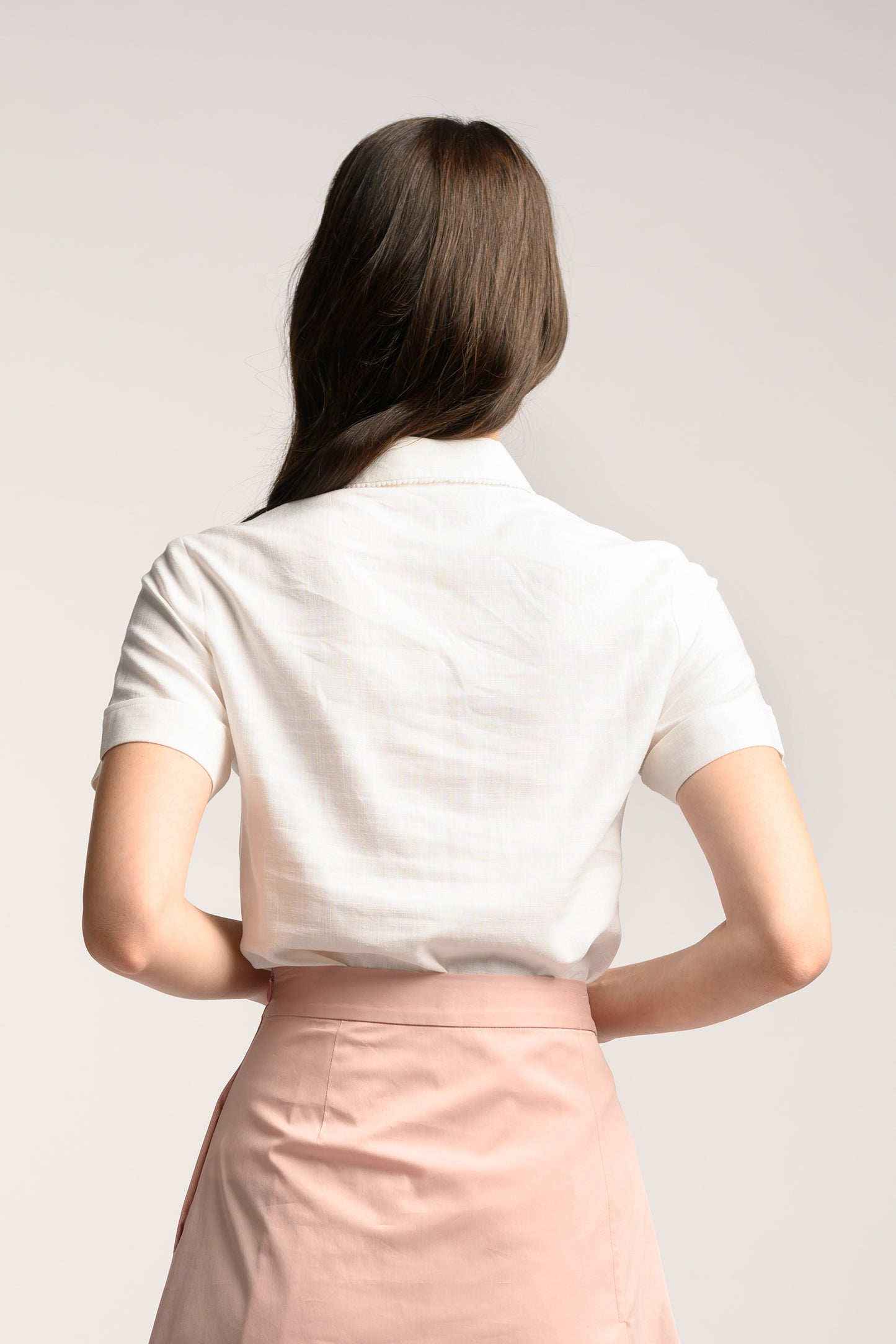 Lace Trim Linen Blouse - White