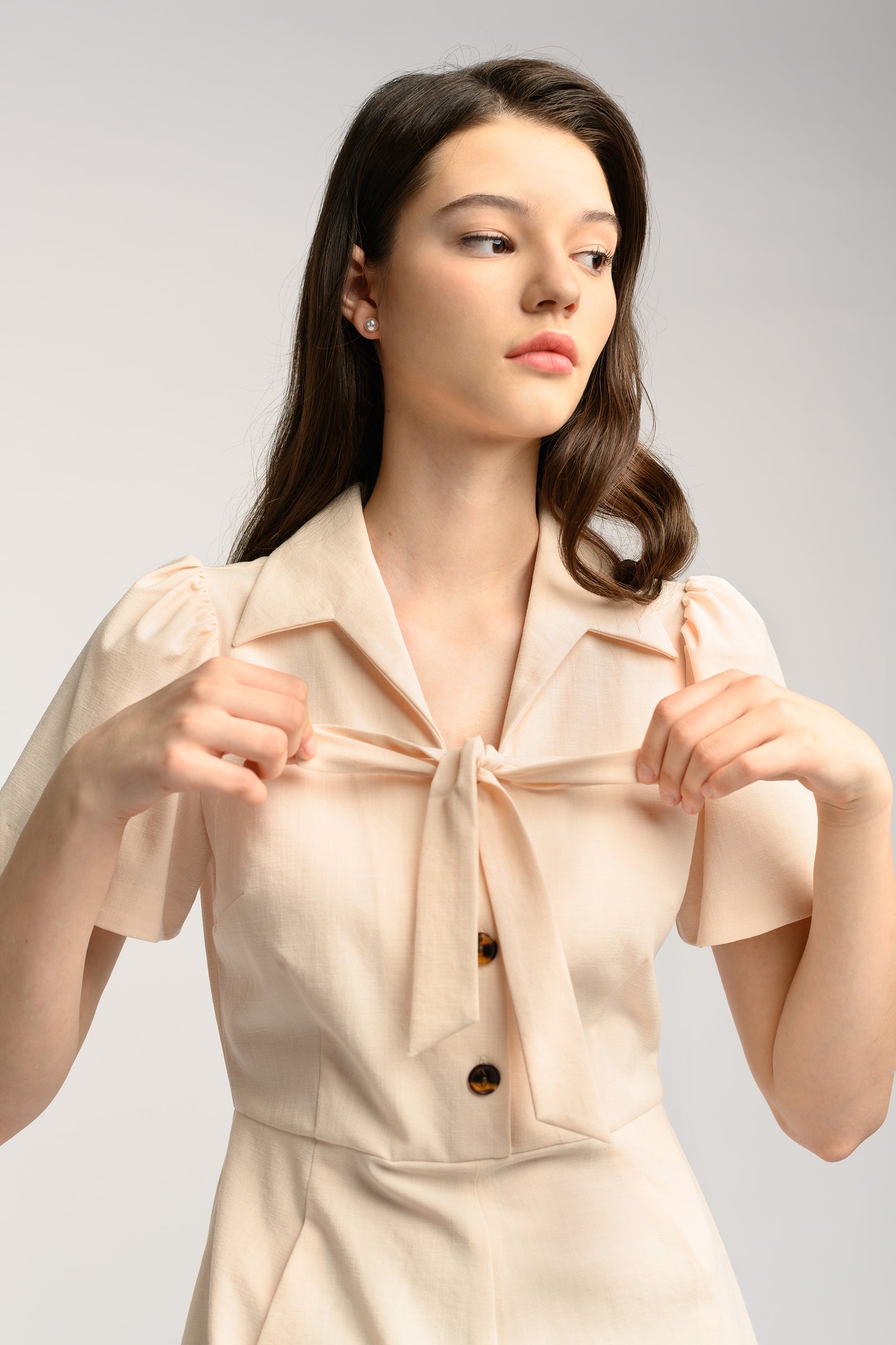 Romper With Ribbon Detail - Cream
