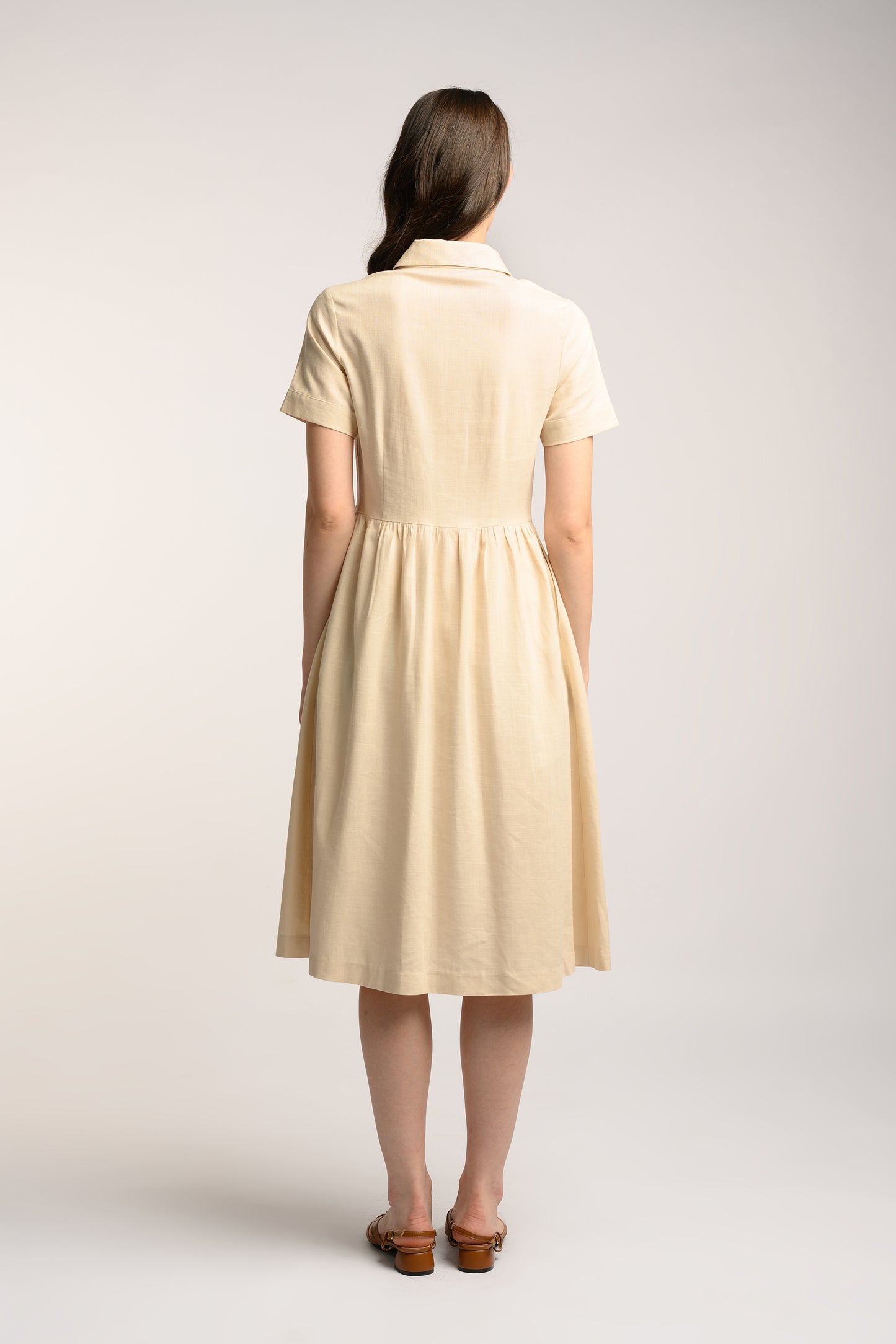 Collared Linen Dress - Ecru