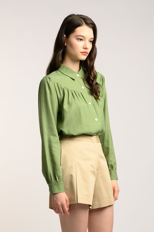 Relaxed Linen Shirt - Fern Green