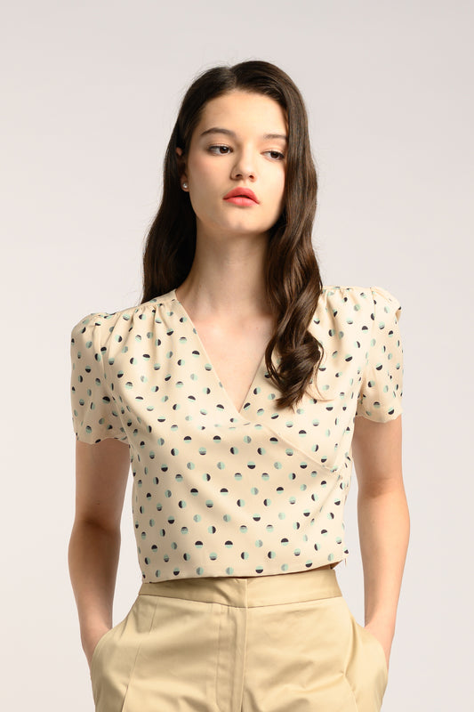 Faux Wrap Blouse - Cream