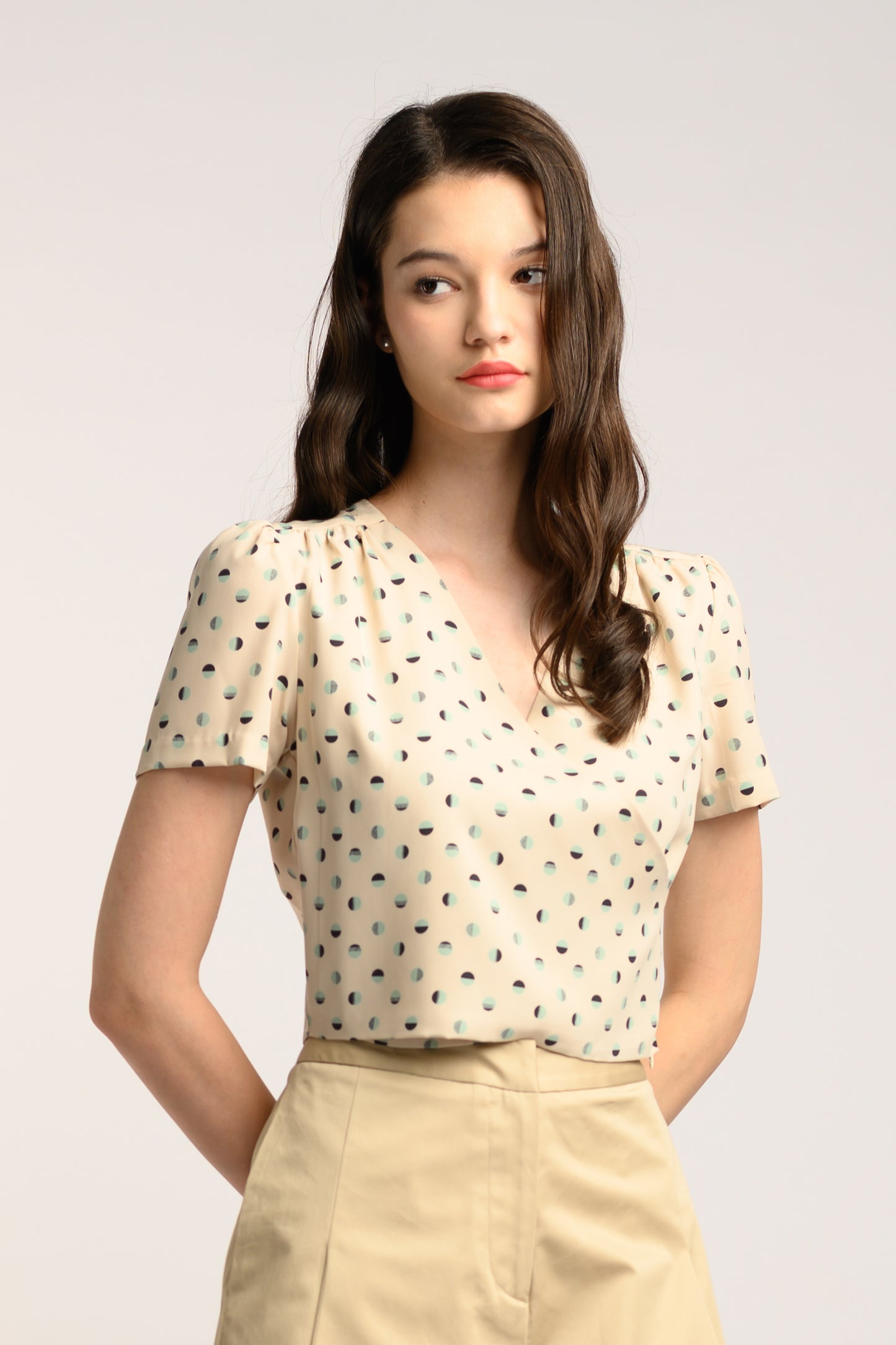 Faux Wrap Blouse - Cream