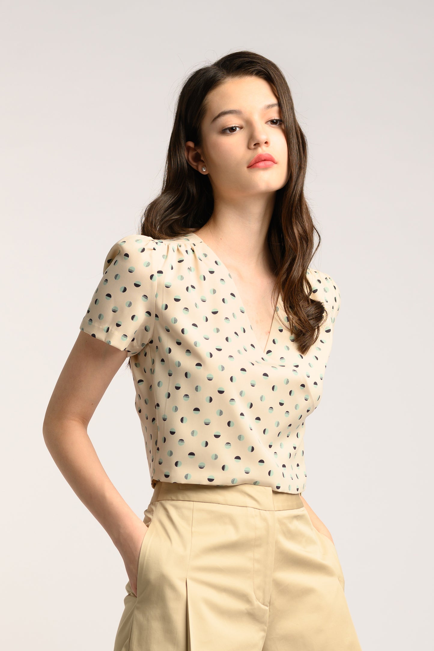 Faux Wrap Blouse - Cream