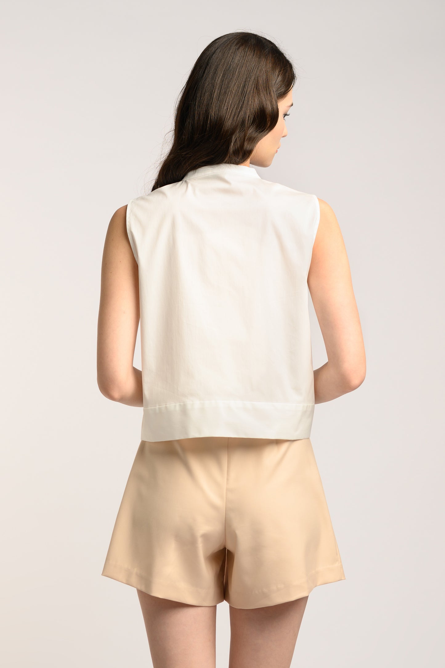 Stand Collar Shirt - White