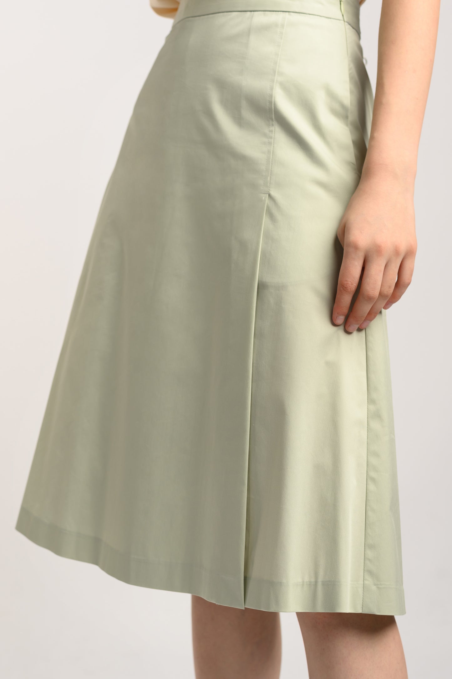 Midi Skirt With Fold Detail - Sage Green