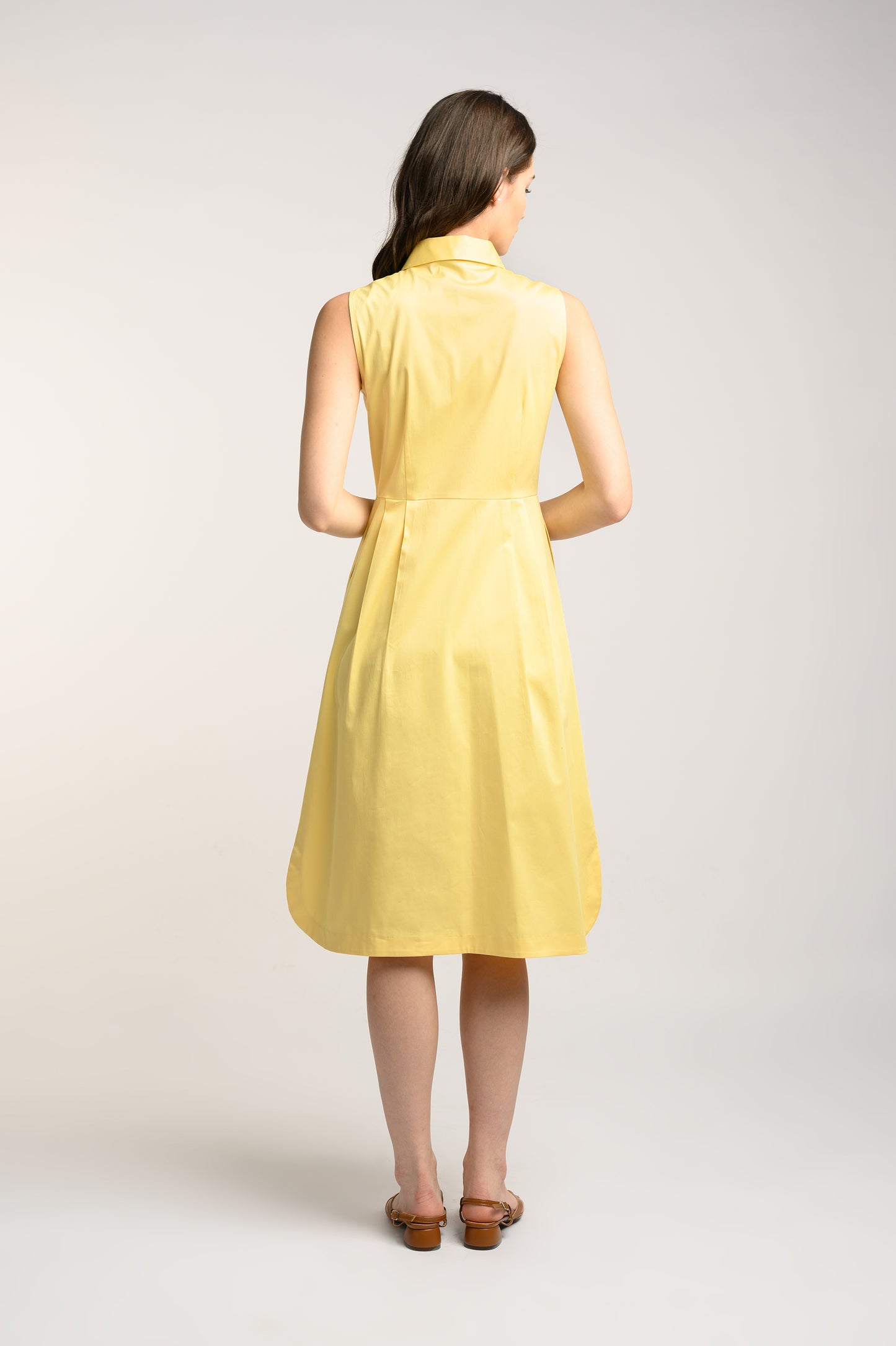 Cotton Midi Dress - Pale Yellow