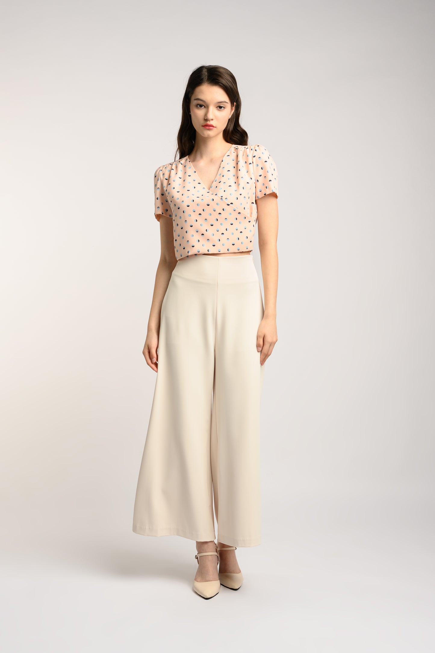 Faux Wrap Blouse - Peach