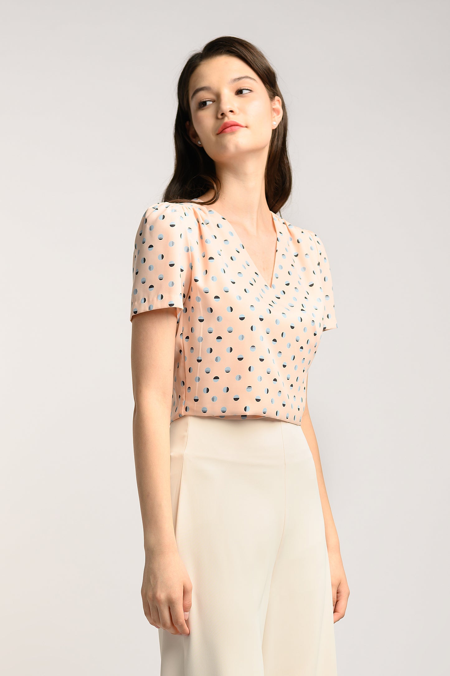 Faux Wrap Blouse - Peach