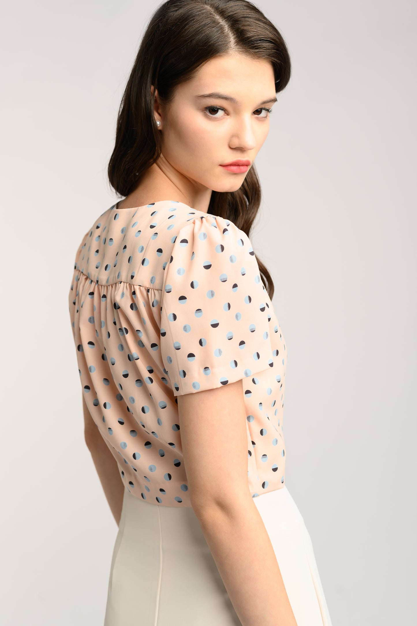 Faux Wrap Blouse - Peach