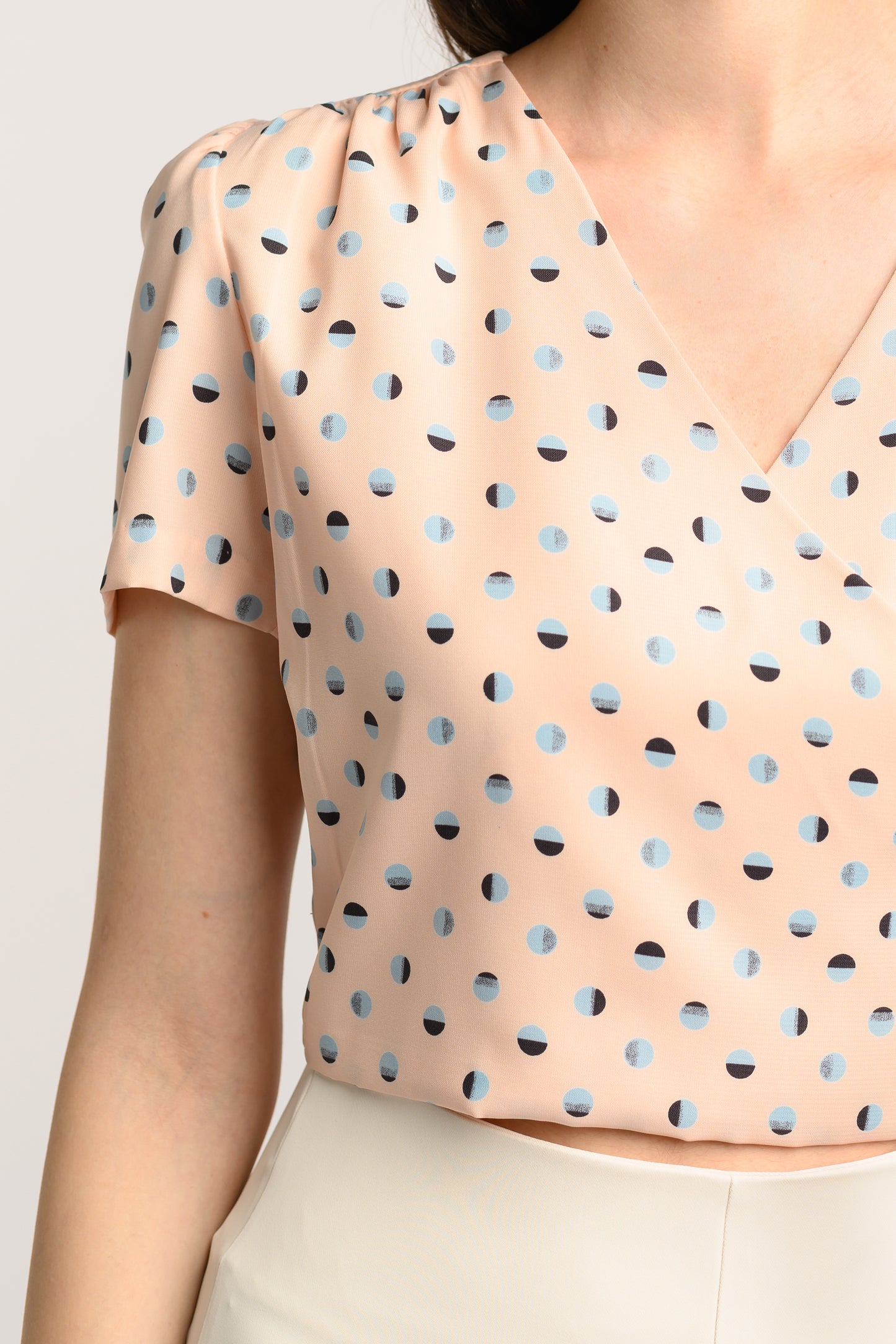 Faux Wrap Blouse - Peach