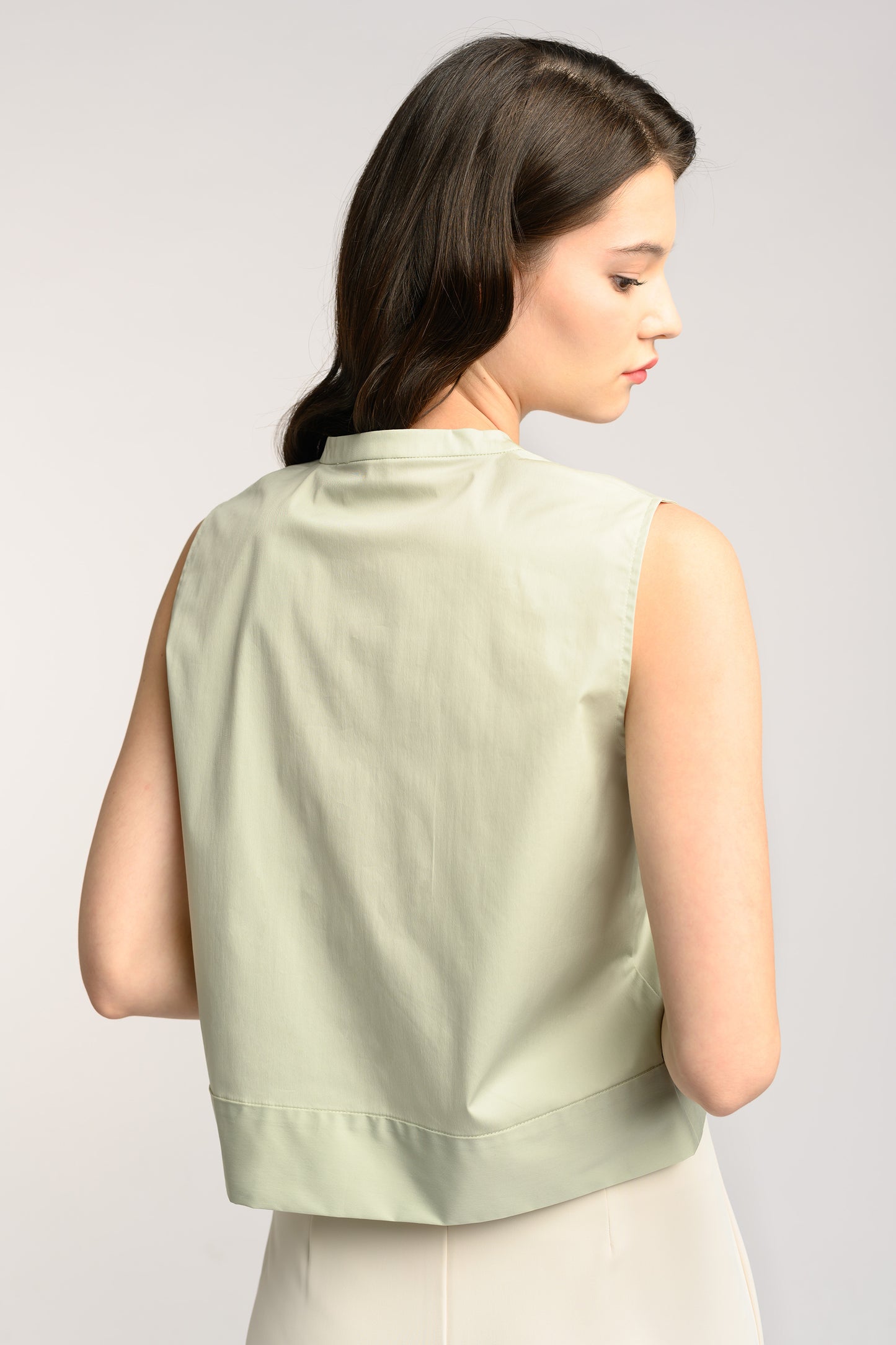 Stand Collar Shirt - Sage Green