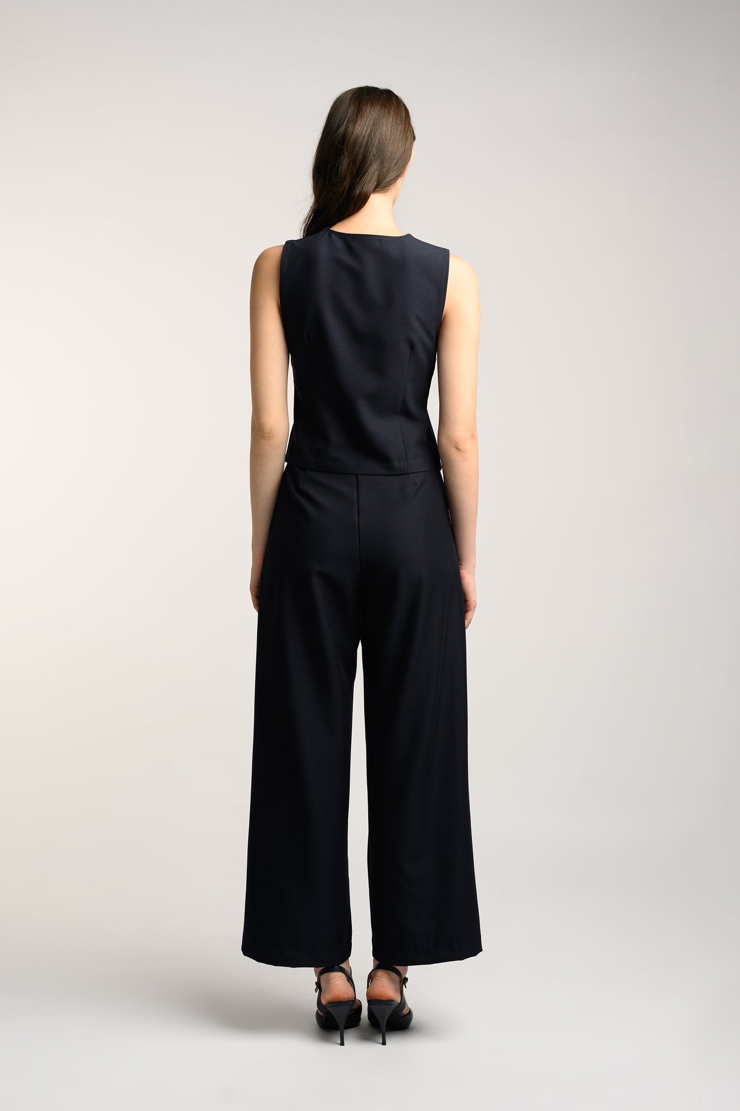 Straight-Leg Pants With Seam Detail - Navy