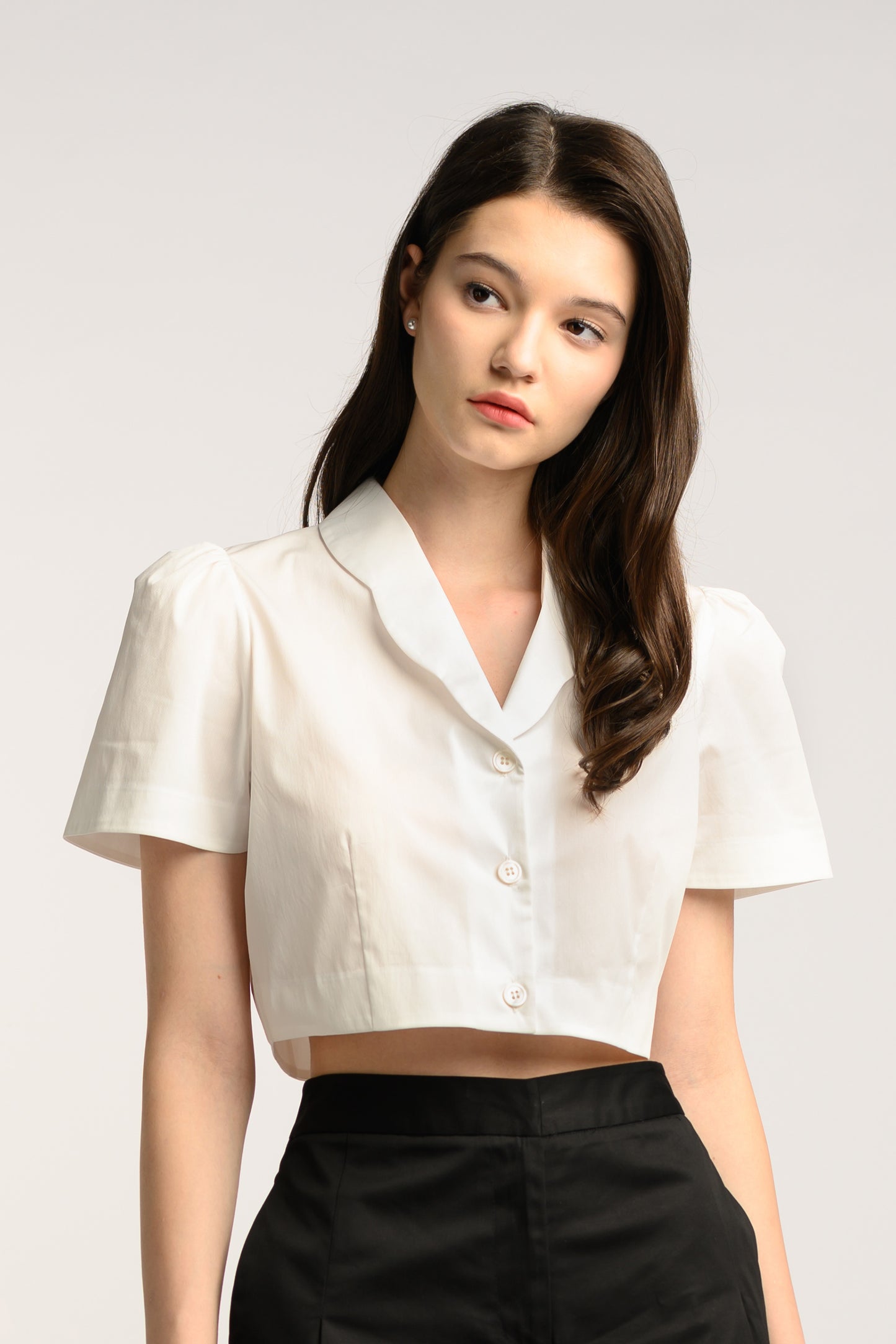 Scallop Crop Top - White