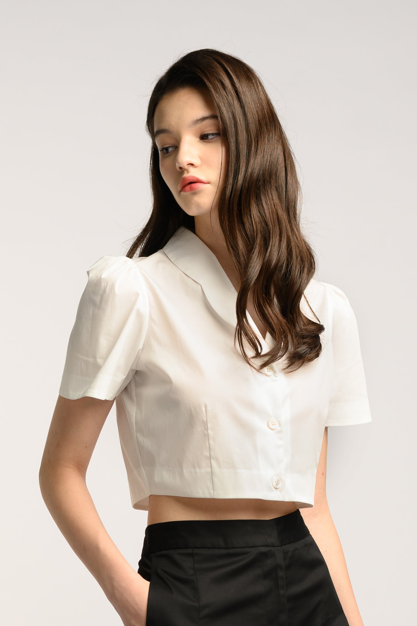 Scallop Crop Top - White