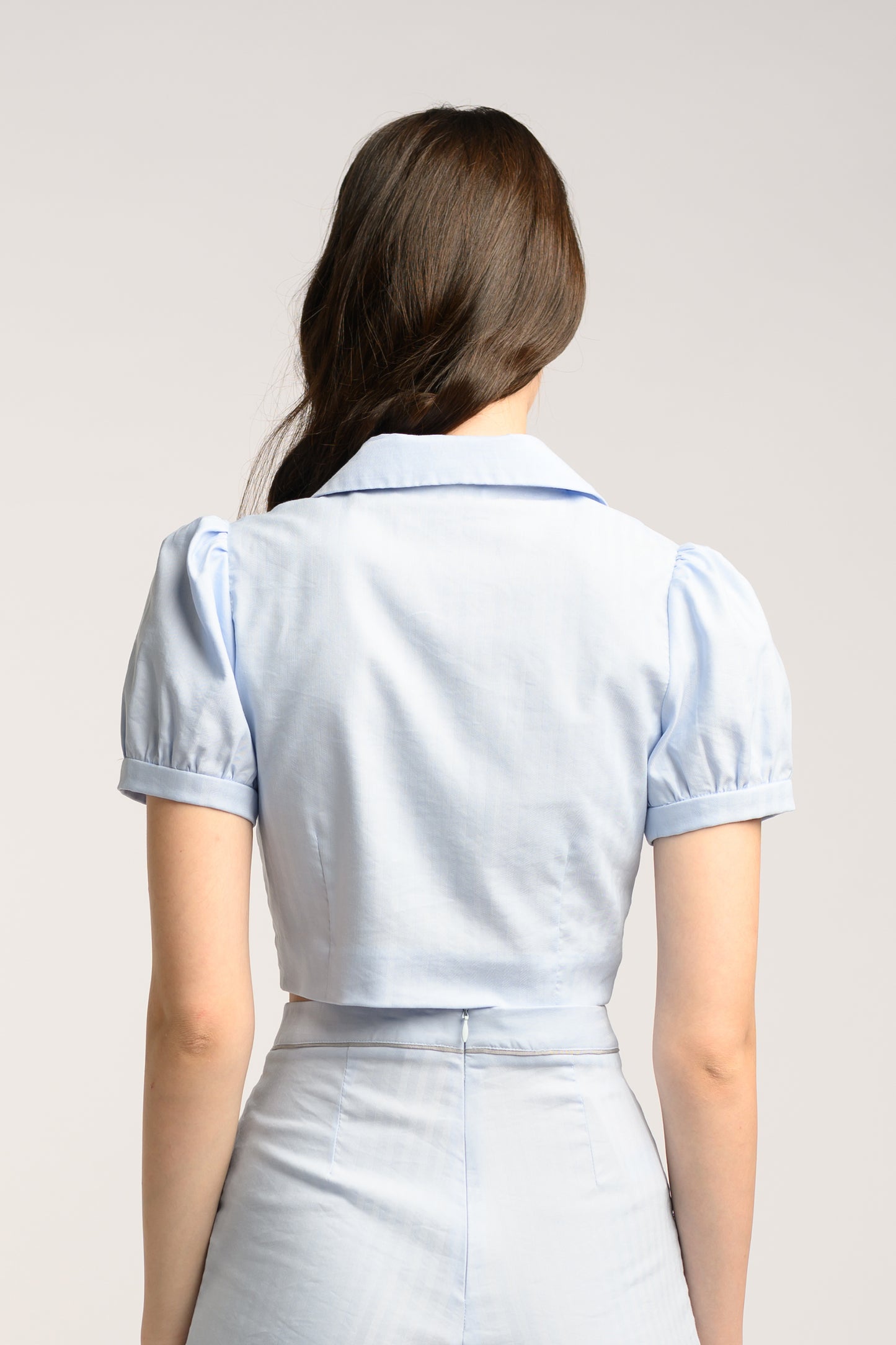 Camp Collar Crop Top - Frost Blue