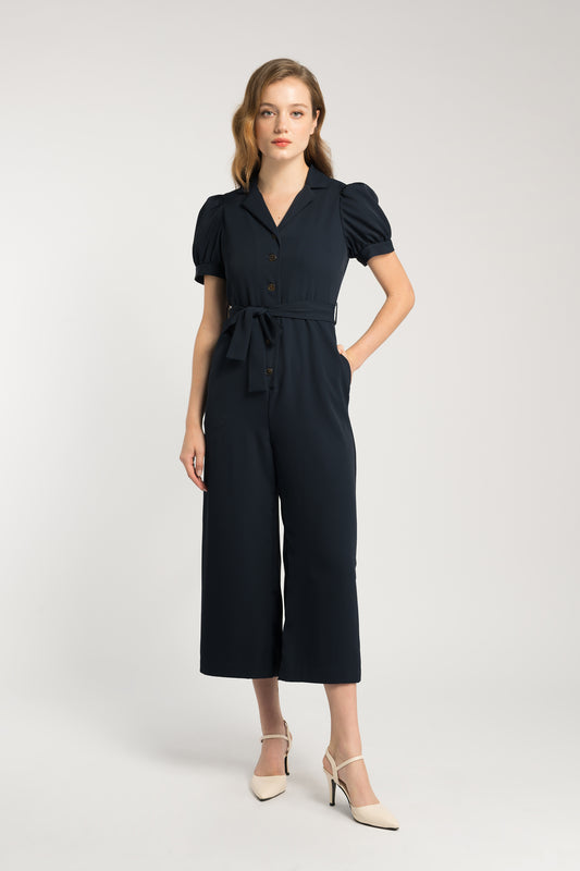 Straight-Leg Jumpsuit - Navy