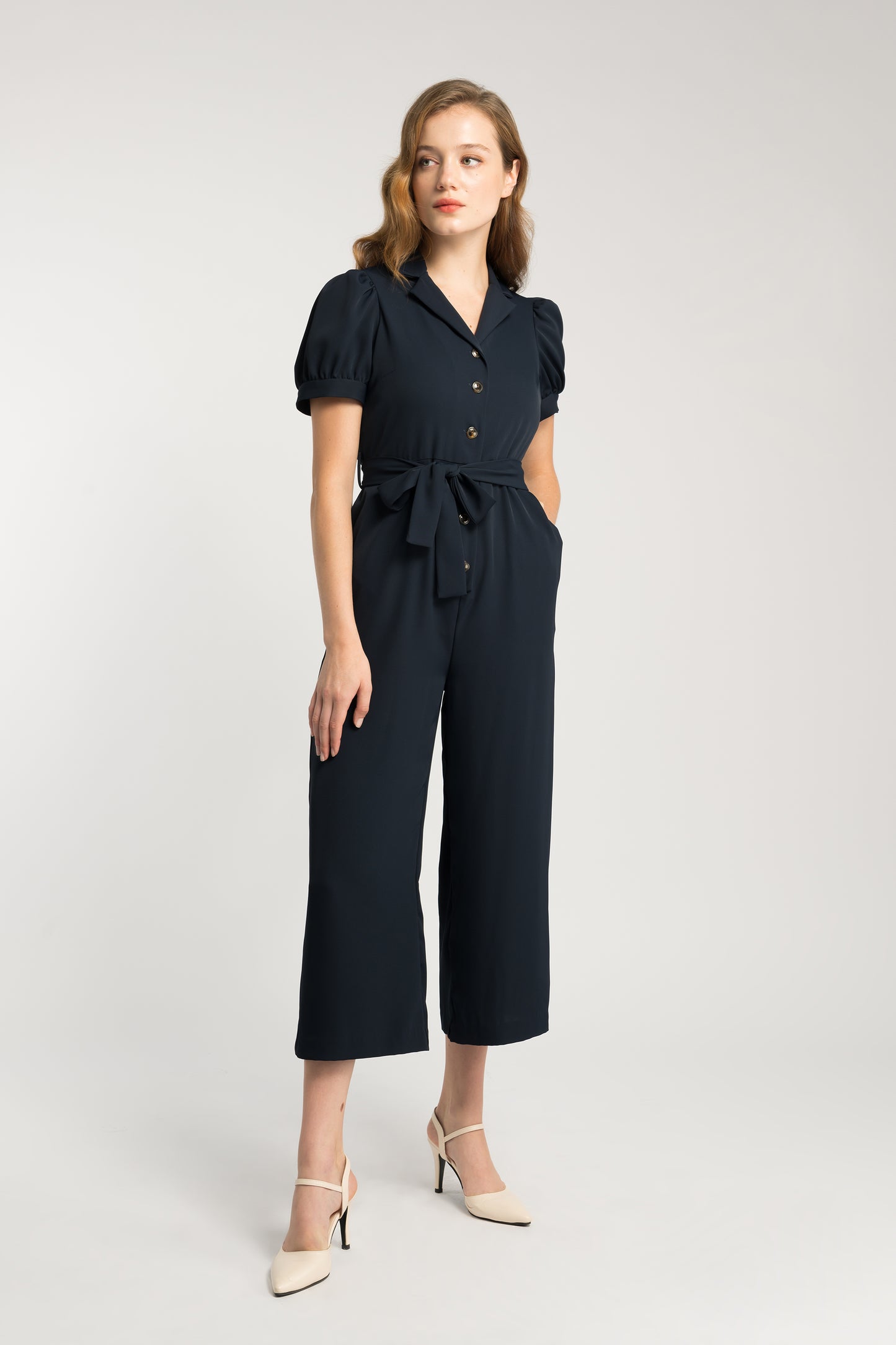 Straight-Leg Jumpsuit - Navy
