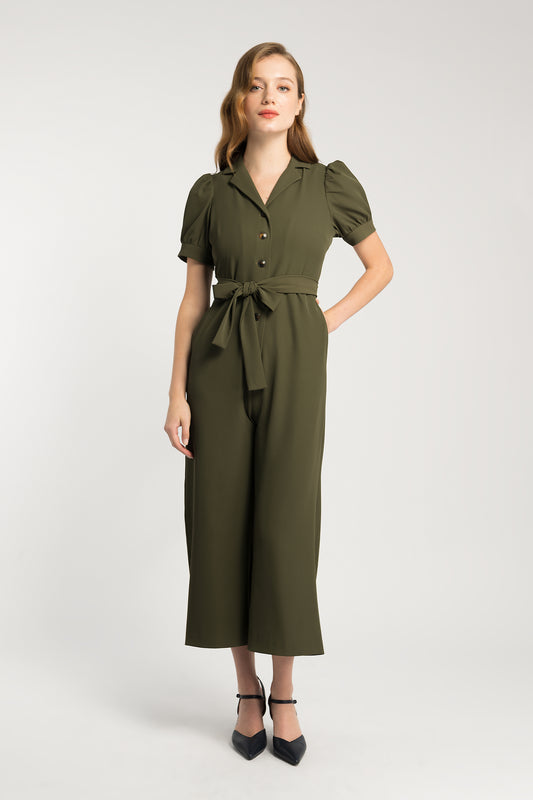 Straight-Leg Jumpsuit - Olive