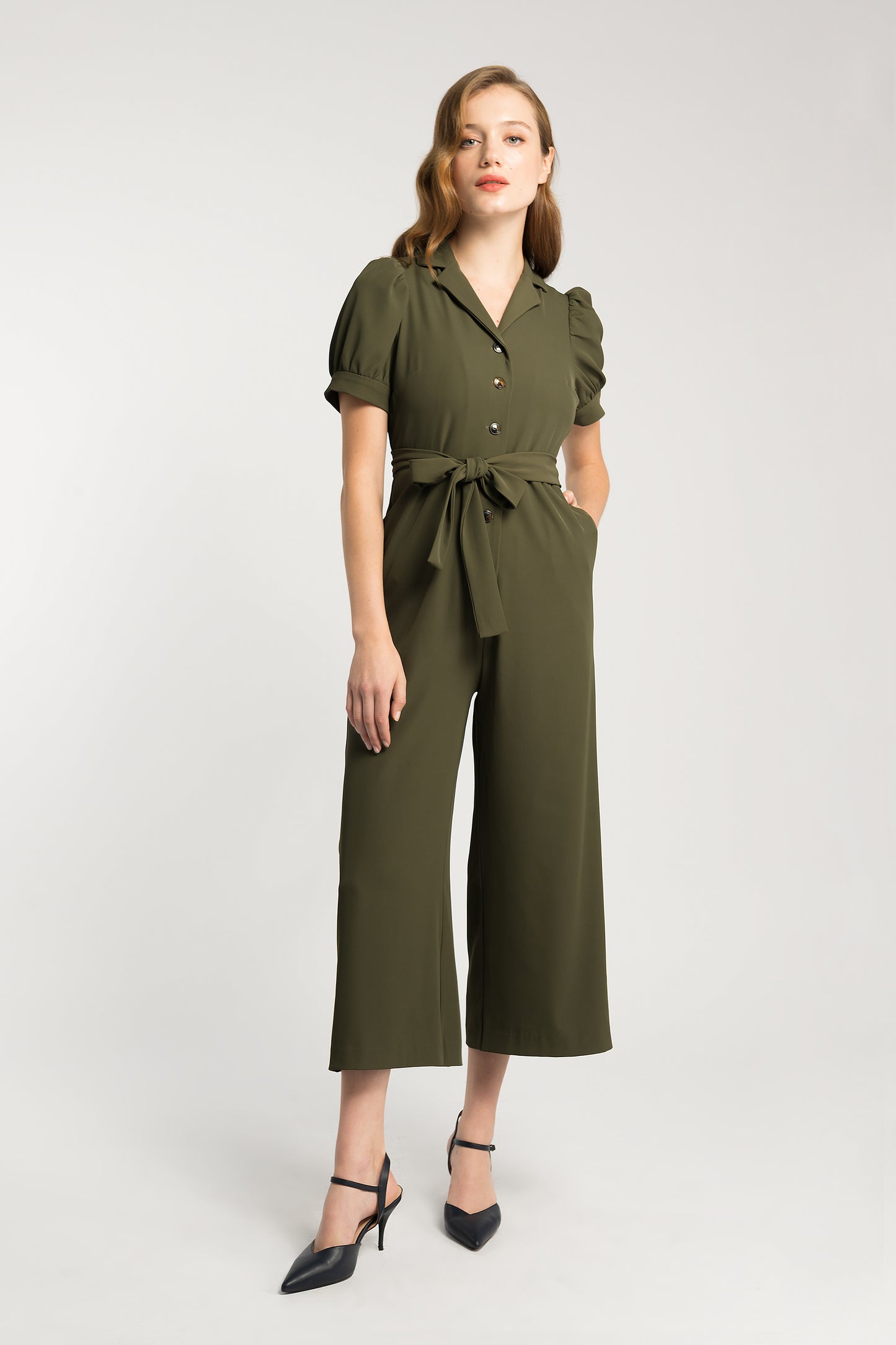 Straight-Leg Jumpsuit - Olive
