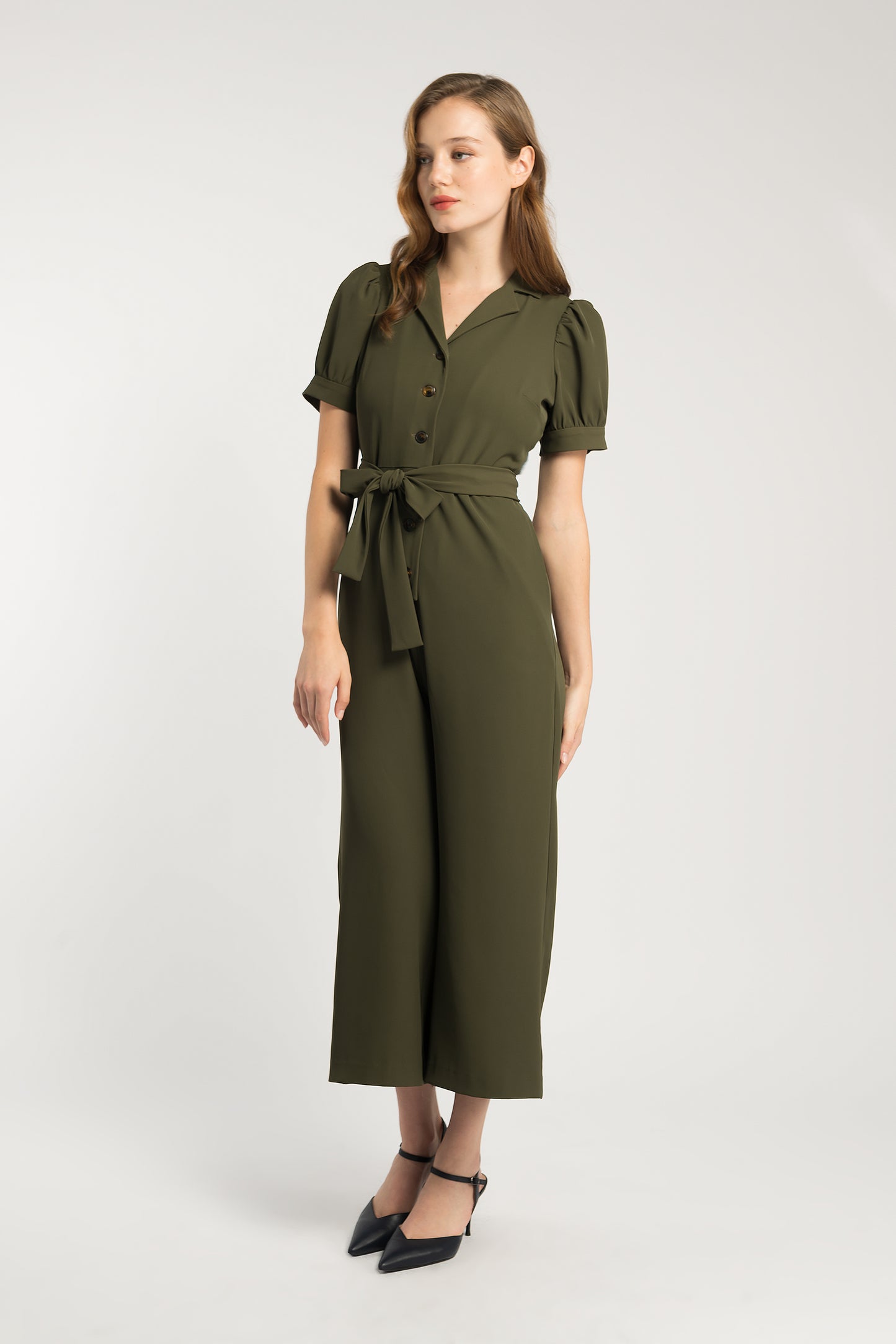 Straight-Leg Jumpsuit - Olive